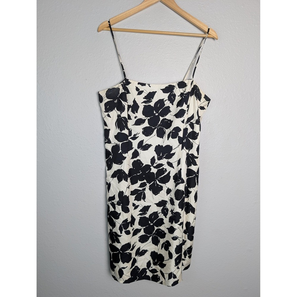 Ann Taylor Dress Womens 14P White Knee Length Sheath Strappy Sleeve Floral